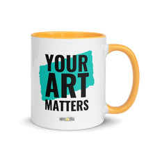 Load image into Gallery viewer, Your Art Matters Book Design - Yellow Lined Mug
